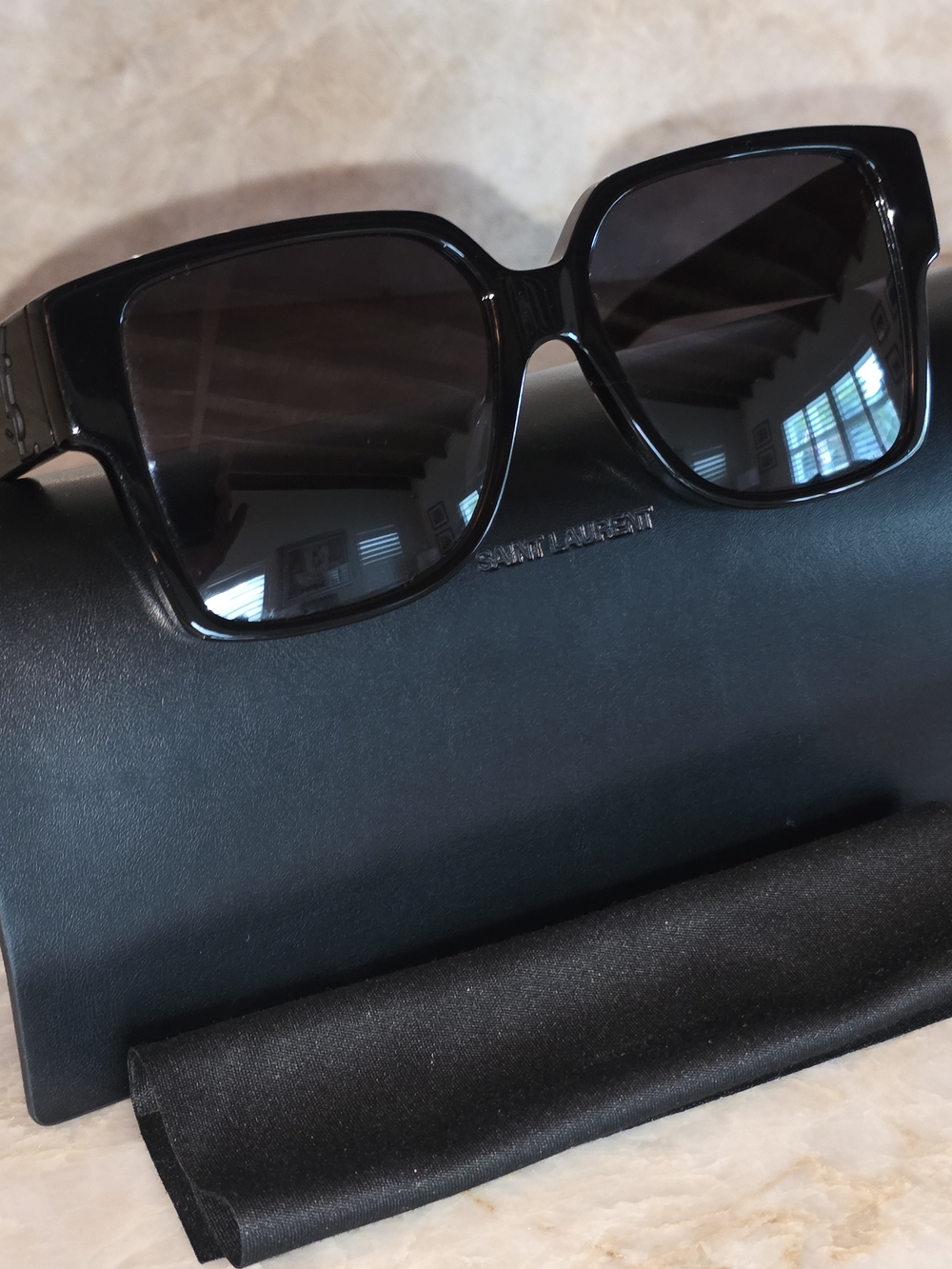 Saint Laurent Glossy Black Square Sunglasses